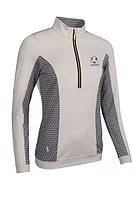g.RYDER CUP CARINA Ryder Cup Quarter Zip Lightweight Shaped Performance Golf Midlayer - Linen Mosaic