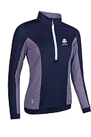 g.RYDER CUP CARINA Ryder Cup Quarter Zip Lightweight Shaped Performance Golf Midlayer - Navy/Raspberry Mosaic