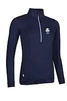 g.RYDER CUP CARINA Ryder Cup Quarter Zip Lightweight Shaped Performance Golf Midlayer - Navy