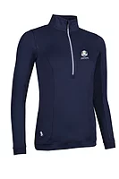 g.RYDER CUP CARINA Ryder Cup Quarter Zip Lightweight Shaped Performance Golf Midlayer - Navy