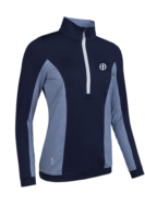 g.THE OPEN CARINA The Open Quarter Zip Lightweight Shaped Performance Golf Midlayer - Navy/White Gingham