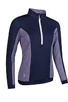 g.CARINA Quarter Zip Lightweight Shaped Performance Golf Midlayer - Navy/Raspberry Mosaic
