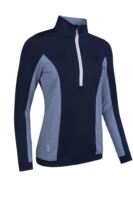 g.RYDER CUP CARINA Ryder Cup Quarter Zip Lightweight Shaped Performance Golf Midlayer - Navy/White Gingham