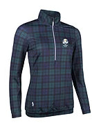 g.RYDER CUP CARINA Ryder Cup Quarter Zip Lightweight Shaped Performance Golf Midlayer - Tartan