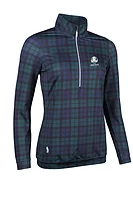 g.RYDER CUP CARINA Ryder Cup Quarter Zip Lightweight Shaped Performance Golf Midlayer - Tartan