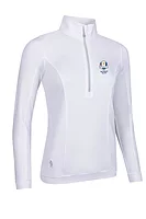 g.RYDER CUP CARINA Ryder Cup Quarter Zip Lightweight Shaped Performance Golf Midlayer - White