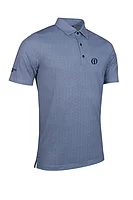 g.THE OPEN CARRBRIDGE The Open Micro Fan Print Performance Golf Shirt - White/Navy