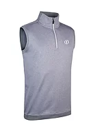 g.THE OPEN CHARLES The Open Zip Sleeveless Performance Midweight Golf Midlayer - Light Grey Marl/White