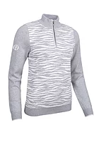 g.THE OPEN CHRISSIE The Open Quarter Zip Animal Touch of Cashmere Midweight Golf Sweater - Light Grey Marl/White