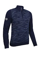 g.THE OPEN CHRISSIE The Open Quarter Zip Animal Touch of Cashmere Midweight Golf Sweater - Navy/Navy Marl