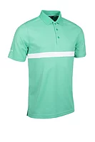 g.CLELAND SALE Contrast Chest Stripe Performance Golf Shirt Sale - Marine Green/White