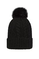 g.CLEO Thermal Lined Faux Fur Golf Bobble Hat - Black