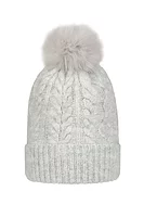 g.CLEO Thermal Lined Faux Fur Golf Bobble Hat - Light Grey Marl