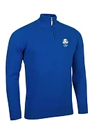 g.RYDER CUP COLL Ryder Cup Quarter Zip Lambswool Midweight Golf Sweater - Ascot Blue