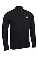 g.RYDER CUP COLL Ryder Cup Quarter Zip Lambswool Midweight Golf Sweater - Black