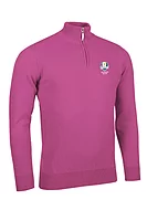 g.RYDER CUP COLL Ryder Cup Quarter Zip Lambswool Midweight Golf Sweater - Hot Pink