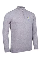 g.RYDER CUP COLL Ryder Cup Quarter Zip Lambswool Midweight Golf Sweater - Light Grey Marl