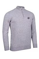 g.THE OPEN COLL The Open Quarter Zip Lambswool Midweight Golf Sweater - Light Grey Marl