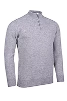 g.COLL Quarter Zip Lambswool Midweight Golf Sweater - Light Grey Marl