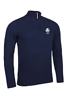 g.RYDER CUP COLL Ryder Cup Quarter Zip Lambswool Midweight Golf Sweater - Navy