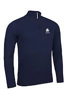 g.RYDER CUP COLL Ryder Cup Quarter Zip Lambswool Midweight Golf Sweater - Navy