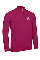 g.RYDER CUP COLL Ryder Cup Quarter Zip Lambswool Midweight Golf Sweater - Raspberry Marl