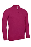 g.COLL Quarter Zip Lambswool Midweight Golf Sweater - Raspberry Marl