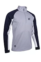 s.THE OPEN COLORADO The Open Quarter Zip Sleeve Panel Showerproof Golf Midlayer - Silver/Navy/White
