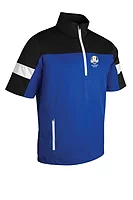 s.RYDER CUP CORTINA Ryder Cup Quarter Zip Colour Block Half Sleeve Showerproof Golf Windshirt - Electric Blue/Black/White