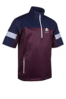 s.RYDER CUP CORTINA Ryder Cup Quarter Zip Colour Block Half Sleeve Showerproof Golf Windshirt - Mulberry/Navy/Silver