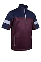 s.CORTINA Quarter Zip Colour Block Half Sleeve Showerproof Golf Windshirt - Mulberry/Navy/Silver