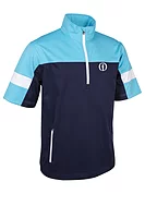 s.THE OPEN CORTINA The Open Quarter Zip Colour Block Half Sleeve Showerproof Golf Windshirt - Navy/Aqua/White