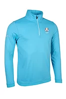 g.RYDER CUP CRAIL Ryder Cup Zip Contrast Rib Performance Midweight Golf Midlayer - Aqua/White