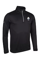g.RYDER CUP CRAIL Ryder Cup Zip Contrast Rib Performance Midweight Golf Midlayer - Black/Light Grey