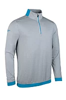 g.CRAIL SALE Quarter Zip Contrast Rib Performance Midweight Golf Midlayer Sale - Light Grey Marl/Cobalt