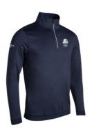 g.RYDER CUP CRAIL Ryder Cup Zip Contrast Rib Performance Midweight Golf Midlayer - Navy/Light Grey