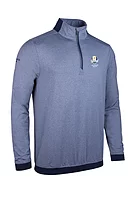 g.RYDER CUP CRAIL Ryder Cup Zip Contrast Rib Performance Midweight Golf Midlayer - Navy Marl/Navy
