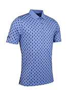 g.CRAWFORD SALE Printed Performance Golf Shirt Sale - Light Blue/Navy Ferns