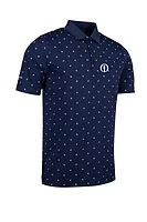 g.THE OPEN CRAWFORD The Open Printed Performance Golf Shirt - Navy/White Saltire Flags