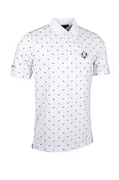 g.RYDER CUP CRAWFORD Ryder Cup Printed Performance Golf Shirt - White/Navy Saltire Flags