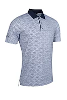 g.CRAWFORD Printed Performance Golf Shirt - White/Navy Floral