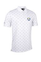 g.RYDER CUP CRAWFORD Ryder Cup Printed Performance Golf Shirt - White/Navy Saltire Flags