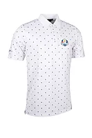 g.RYDER CUP CRAWFORD Ryder Cup Printed Performance Golf Shirt - White/Navy Saltire Flags