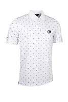 g.THE OPEN CRAWFORD The Open Printed Performance Golf Shirt - White/Navy Saltire Flags