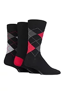 g.CROSBY 3 Pair Argyle Bamboo Socks Gift Box - Black