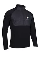 g.RYDER CUP CULROSS Ryder Cup Quarter Zip Fleece Hybrid Performance Midweight Golf Midlayer - Black Munro Print