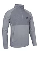g.THE OPEN CULROSS The Open Quarter Zip Fleece Hybrid Performance Midweight Golf Midlayer - Light Grey Herringbone