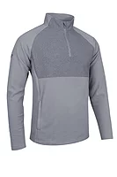 g.CULROSS Quarter Zip Fleece Hybrid Performance Midweight Golf Midlayer - Light Grey Herringbone