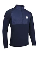 g.RYDER CUP CULROSS Ryder Cup Quarter Zip Fleece Hybrid Performance Midweight Golf Midlayer - Navy Munro Print