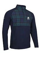 g.RYDER CUP CULROSS Ryder Cup Quarter Zip Fleece Hybrid Performance Midweight Golf Midlayer - Navy/Tartan